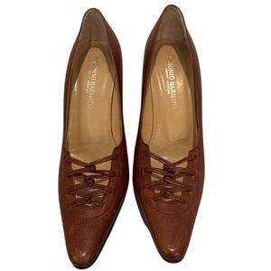 Vintage Antonio Barbato Brown Italian Leather
Pointed-Toe Kitten Heels